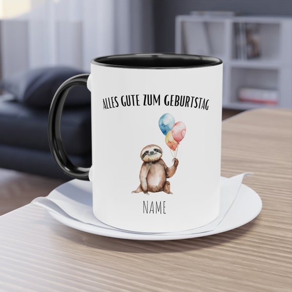 Alles Gute Zum Geburtstag Faultier Becher | Sloth Mug | Faultier Tasse | Personalisiertes Geschenk | Name Kaffeetasse | Geburtstagsgeschenk