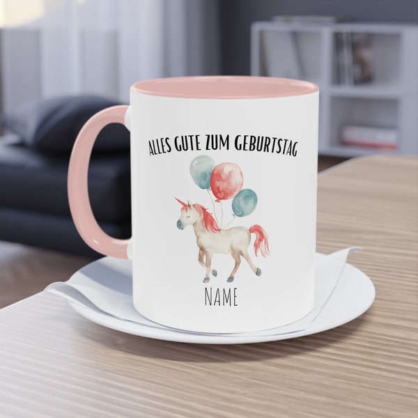 Alles Gute Zum Geburtstag Einhorn Becher | Birthday Unicorn Mug | Einhorn Tasse | Personalisiertes Geschenk | Name Kaffeetasse