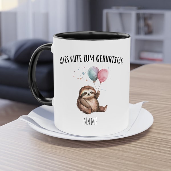 Alles Gute Zum Geburtstag Faultier Becher | Birthday Sloth Mug | Faultier Tasse | Personalisiertes Geschenk | Name Kaffeetasse