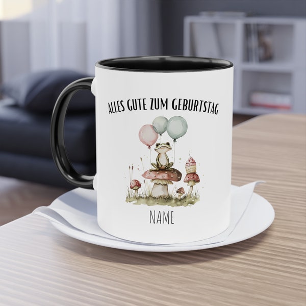 Alles Gute Zum Geburtstag Frosch Becher | Birthday Frog Mug | Frosch Tasse | Personalisiertes Geschenk | Name Kaffeetasse