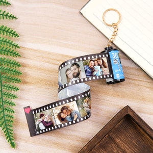 Customizable Film Photo Keychain with Music Code ,Personalize with 5-10 Photos,Camera Roll Gift,Gift for Boyfriend, Family , Memory Gift