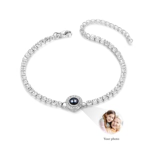 Customized Photo Projection Bracelet , Braided Rope Bracelet , Picture Inside Jewelry , Gift for Him , Memorial Gift