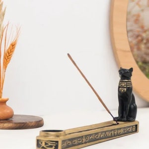 Bastet Egyptian Cat Themed Incense Burner & Candle Holder