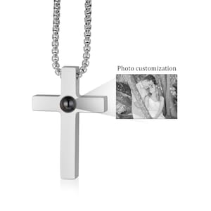 Collar de cruz con proyección de fotos personalizado: joyas de recuerdo personalizadas