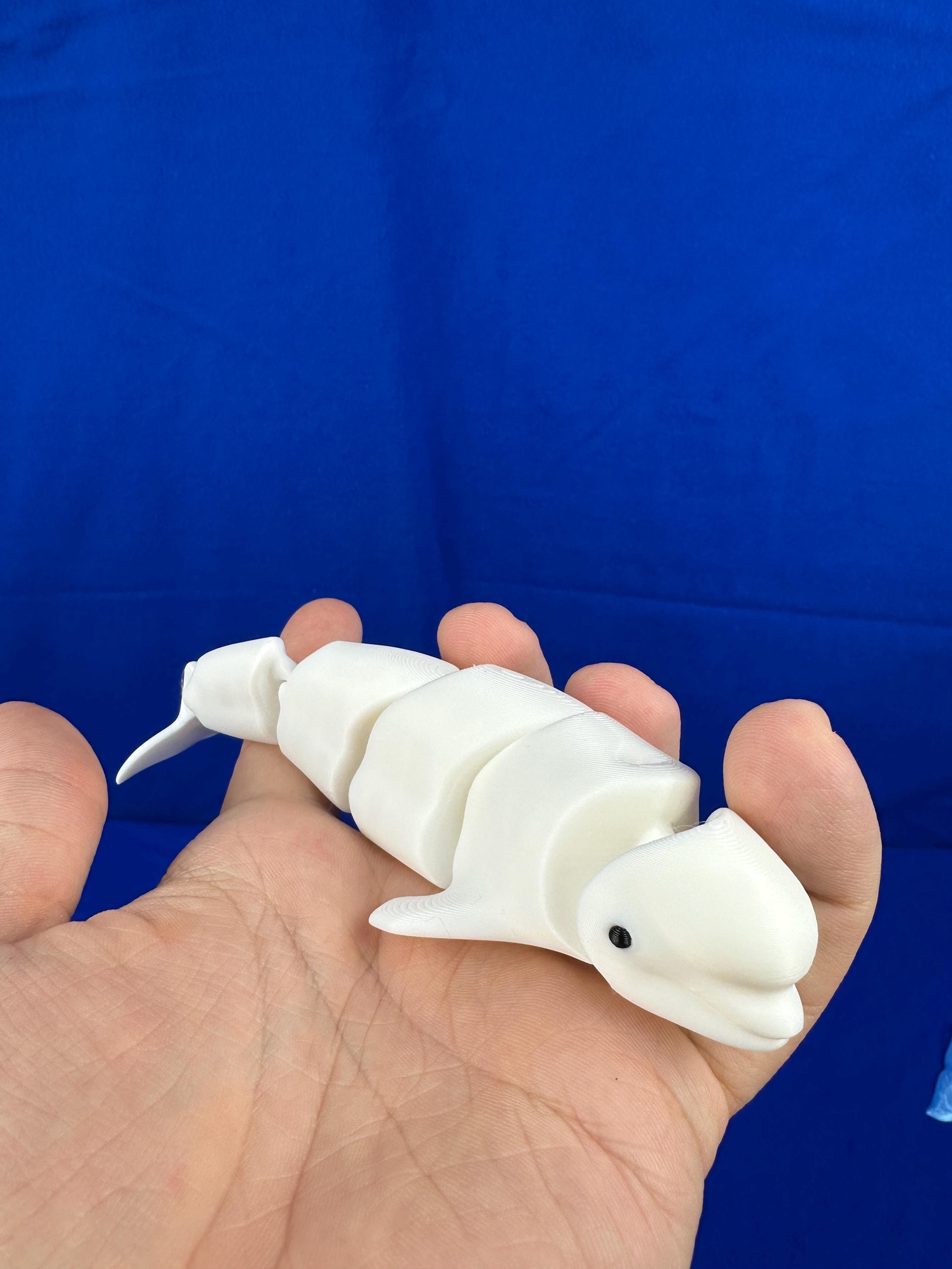 Beluga Whale Figurine – Articulated Ocean Decor | 3D Printed + Optional ...