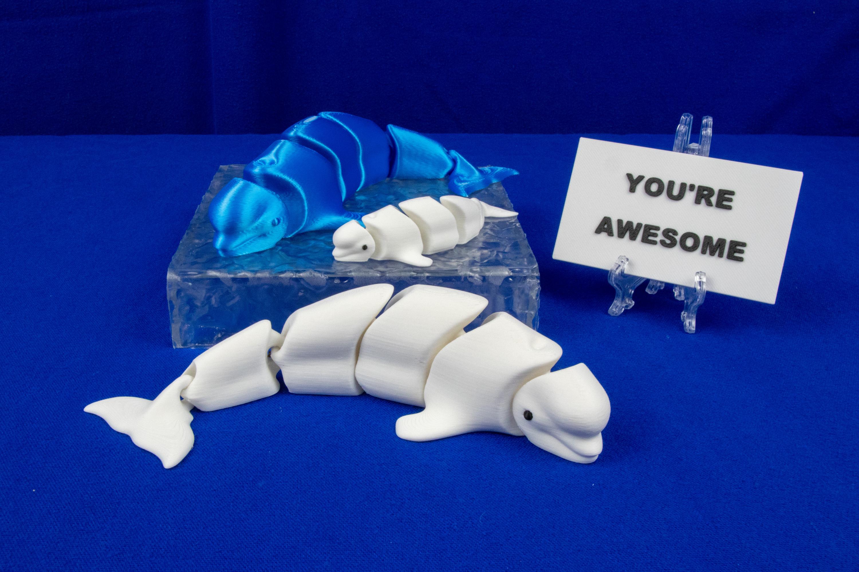 Beluga Whale Figurine – Articulated Ocean Decor | 3D Printed + Optional ...