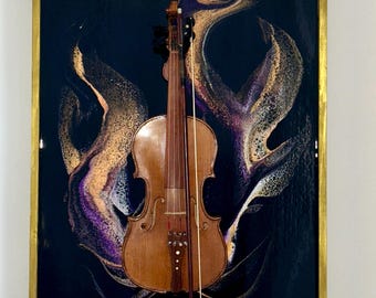 Wings of Melody - Violin & Mandolin Display Wall Art – Abstract Instrument Holder – Functional Music Decor