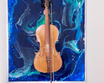 Neptune’s Drift - Violin & Mandolin Display Wall Art – Abstract Instrument Holder – Functional Music Decor
