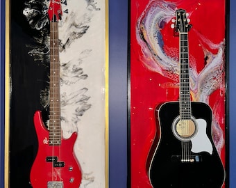 Made to Order Custom Guitar Display Wall Art – Abstract Guitar Holder for Acoustic, Electric, Banjo, or Bass Guitar