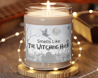 De Witching Hour kaars, Halloween kaars, griezelige kaars, kaars cadeau, kaars decor, geschenk, geurende soja kaars, 9oz kaars