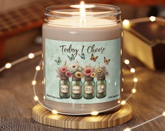 Vandaag kies ik Faith Hope Love Joy Candle, inspirerende kaars, christelijke kaars, kaarscadeau, kaarsdecor, geschenk, geurende sojakaars