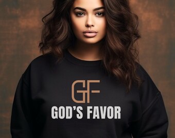 May include: Black sweatshirt with a brown "GF" logo and the text "GOD'S FAVOR" in white.