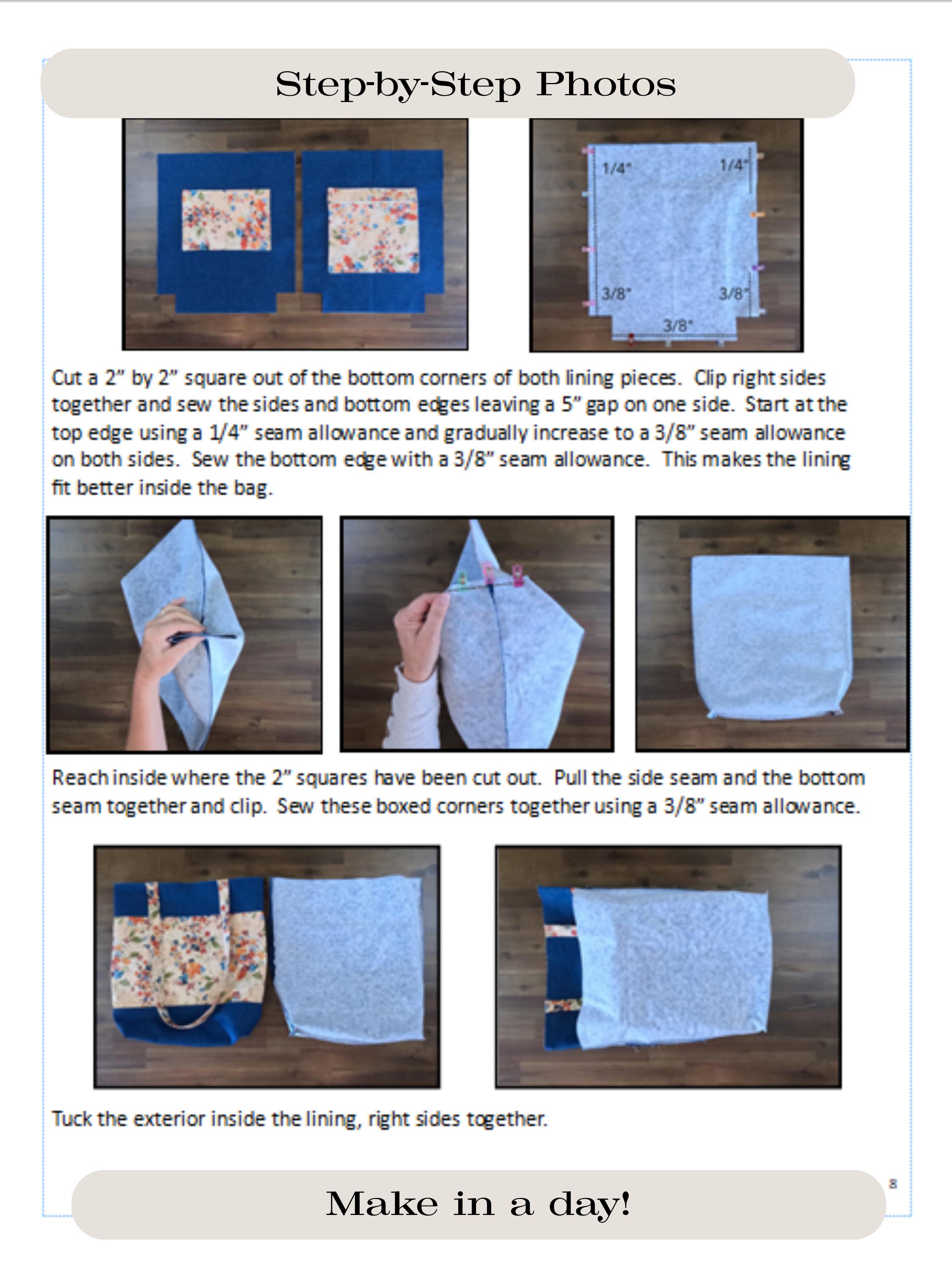 Beginner Tote Bag Sewing Pattern With Video (PDF Download) - Etsy