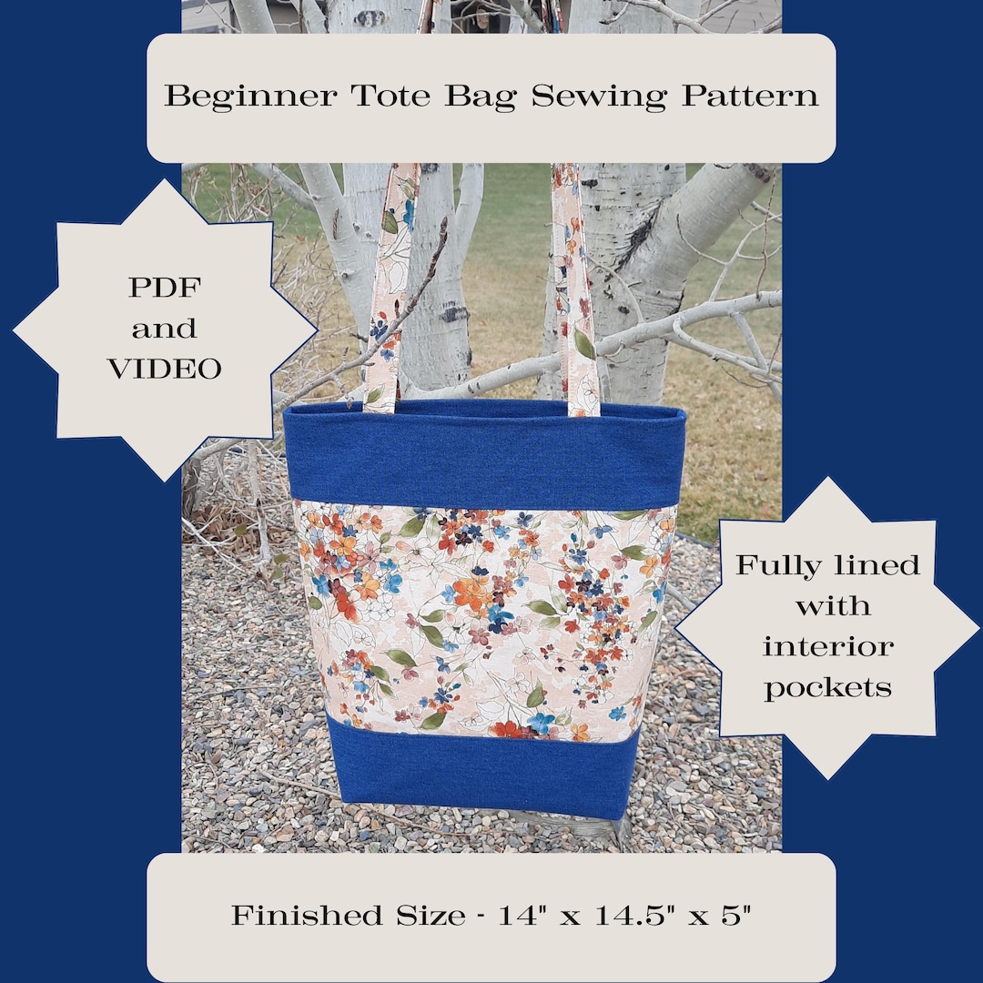 Beginner Tote Bag Sewing Pattern With Video (PDF Download) - Etsy
