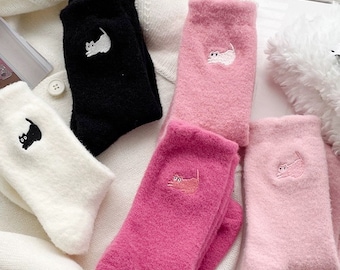 Super Soft Embroidered Plush Socks