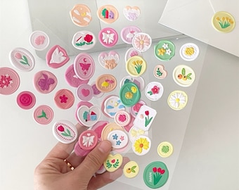 Wax Seal Sticker • Charming Blooms & Sweet Motifs • Handcrafted Resin Sticker Set for Crafting and Embellishment