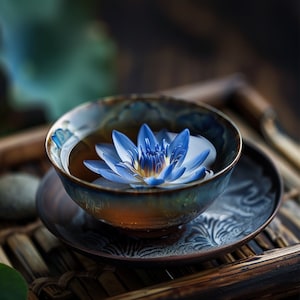 Organic Blue Lotus Flower Tea - Tranquil Serenity Whole flower Blue Lotus Tea, organic, Nymphaea caerulea, calming tea, relaxation, mindful