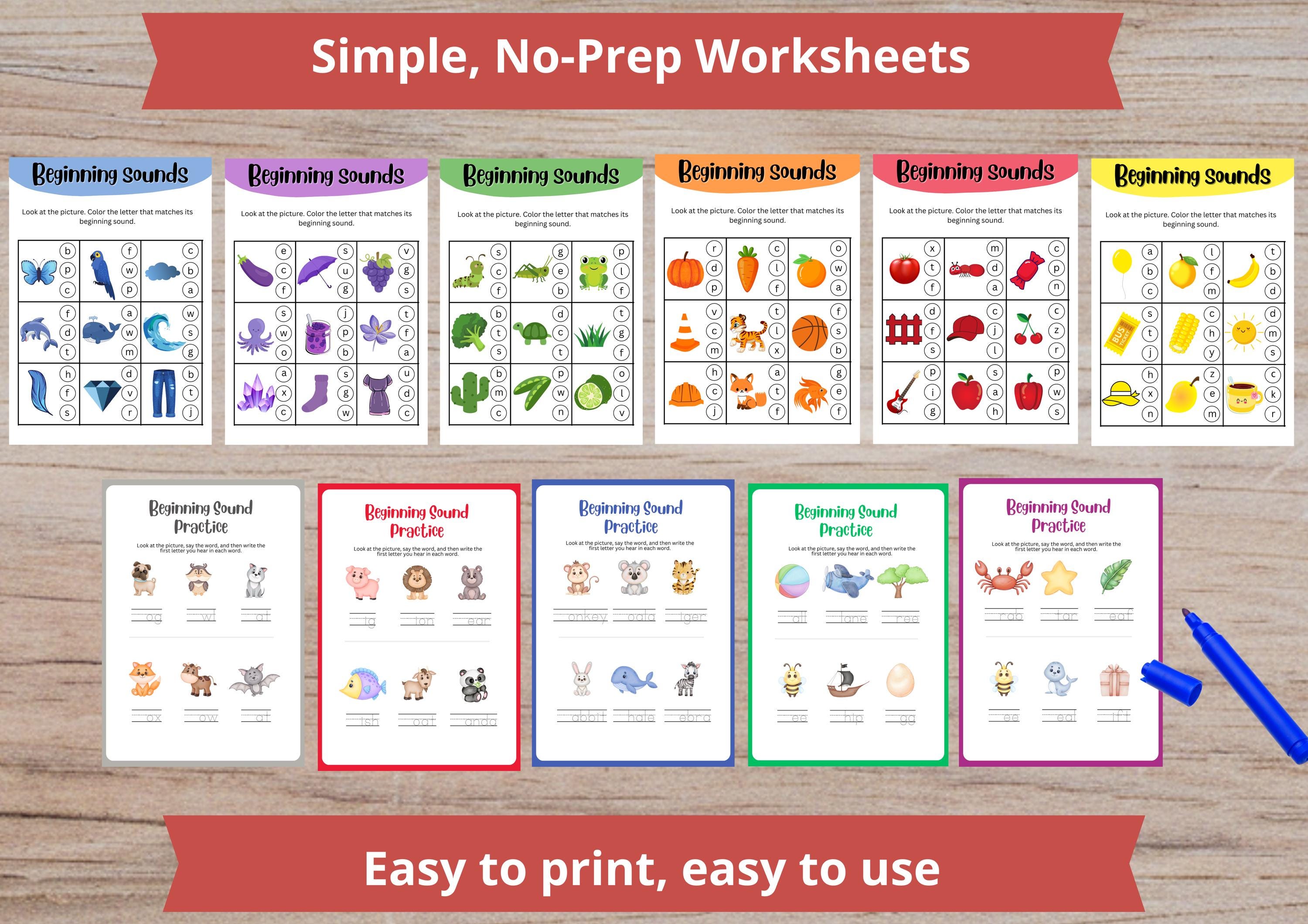 Beginning Sounds Worksheets for Kindergarten & First Grade - Preschool ...