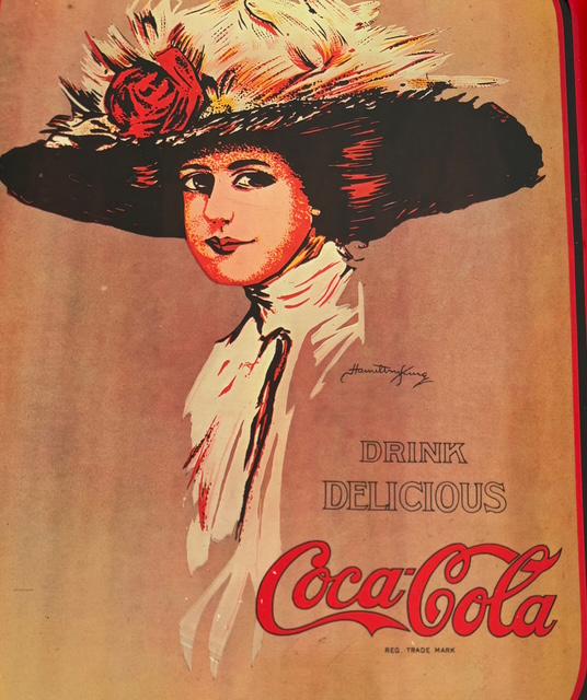 Vintage 1970s Coca-cola Tin Tray, Hamilton King Edwardian Girl