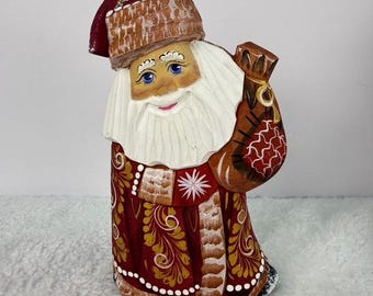 Hand-carved Wooden Russian Santa Ded Moroz Signed Figurine - Etsy