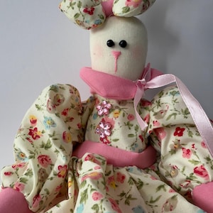 Pink Floral Bunny 17 inch Soft Easter Stuffed Animal with Tags, Spring Gift for Kids Collectors, Delton Products Collectibles Nursery decor