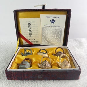 Winterthur Miniature Zisha Teapots in Box Museum Collectible Set of 6