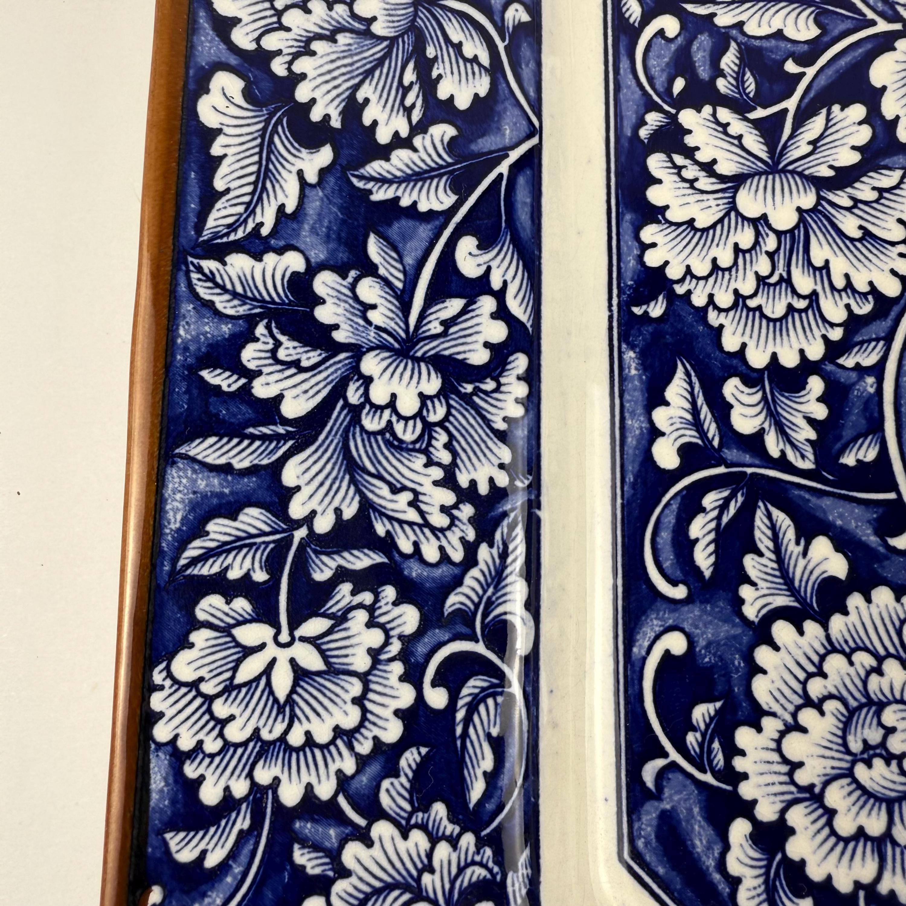 Vintage MCI Japan Octagon Plate, Blue & White Peony Floral Decor