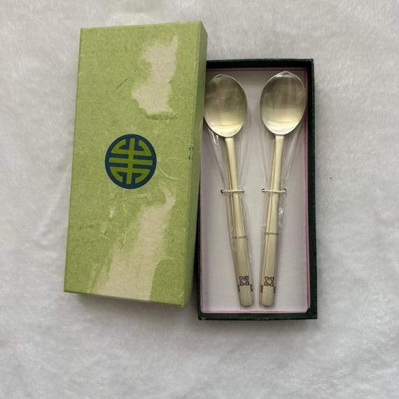Korean Silverware Set, AG900 Spoons and Chopsticks, Wedding