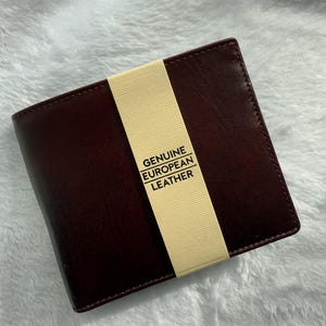 Cartera plegable para hombre, piel de vaca auténtica europea, cartera clásica de piel, algo nuevo, minimalista, aniversario, novio, padre e hijo