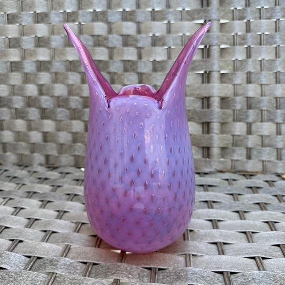 Fratelli Toso Murano Art Glass Vase | Opalescent Pink Bullicante