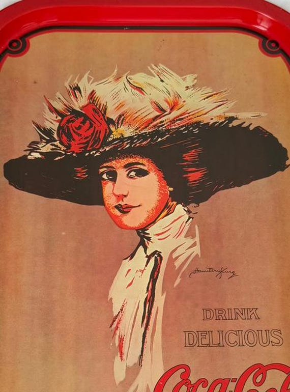 Vintage 1970s Coca-cola Tin Tray, Hamilton King Edwardian Girl