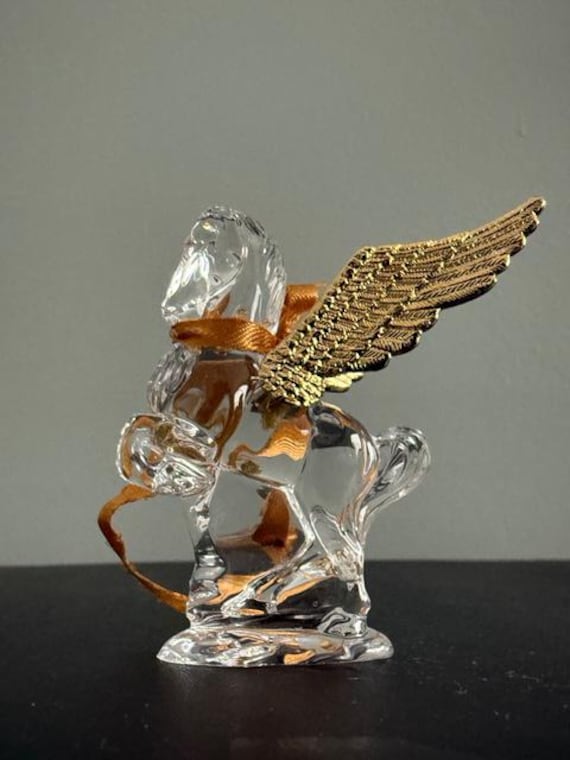 Vintage Waterford Pegasus Crystal Figurine, 24k Gold Accents, New in Box