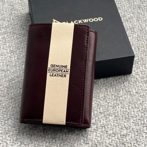 Cartera triple para hombre con tarjetero, piel de vacuno auténtica europea, clásica, minimalista, ideal para el Día del Padre.