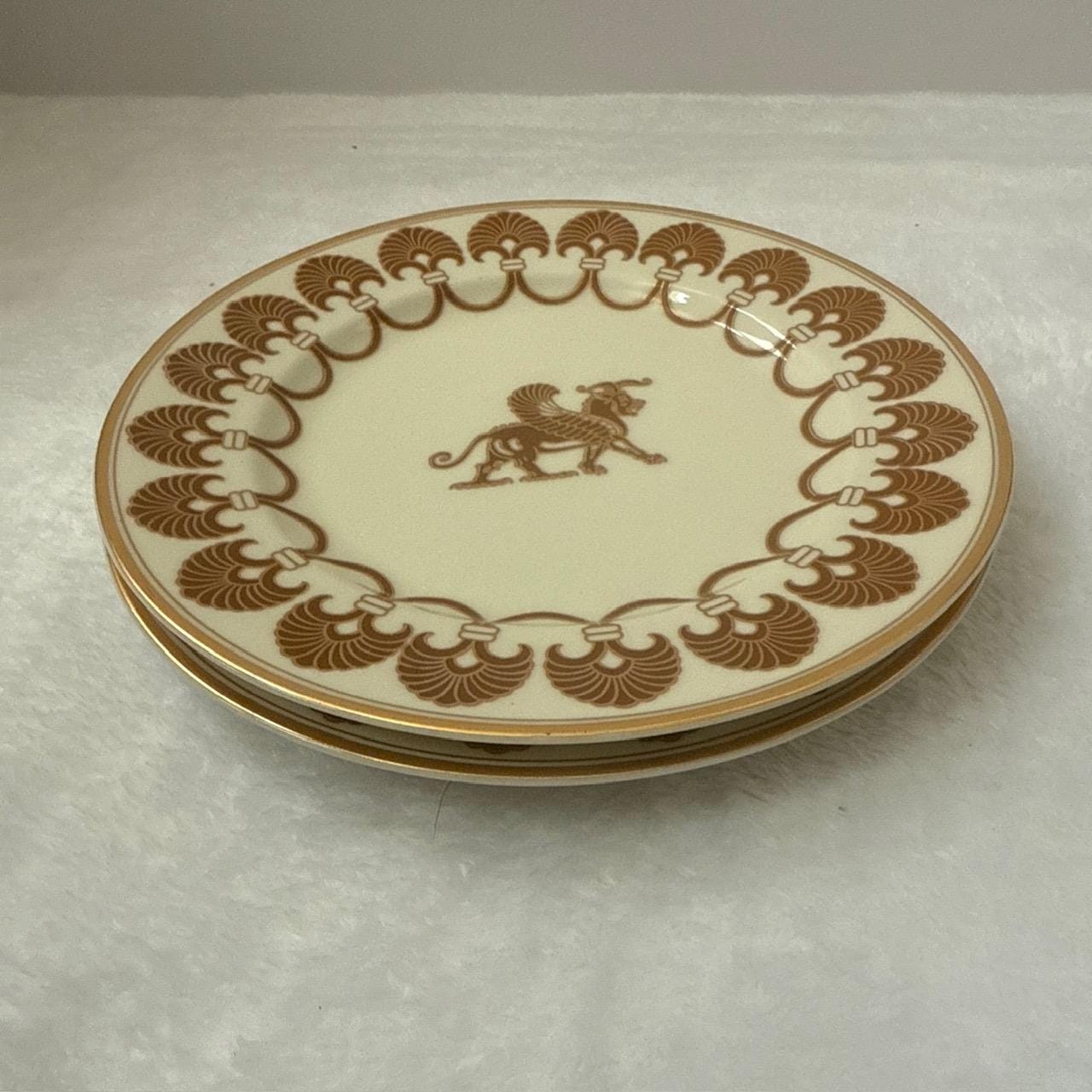 Vintage Fitz & Floyd Alexandria Salad Plates: Golden Griffin