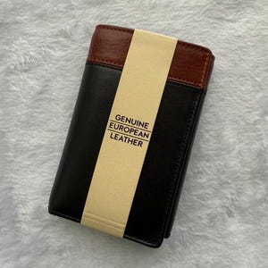 Cartera triple para hombre, piel de vacuno auténtica europea, clásica, minimalista, ideal para aniversarios, novios, padres e hijos. Regalo para el Día del Padre.