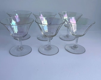 Vintage Iridescent Champagne Coupe Glasses – MCM Barware, Set of 6