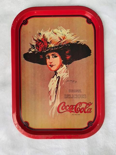 Vintage 1970s Coca-cola Tin Tray, Hamilton King Edwardian Girl