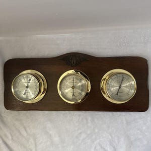 Vintage Springfield Instrument Thermometer Barometer Humidity Meter With Eagle Motif | Mancave scientist gift | Meteorologist gift