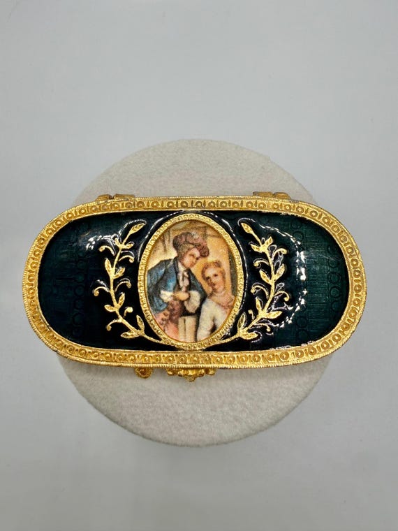 Vintage Estée Lauder Oval Portrait Enamel Solid Perfume Compact
