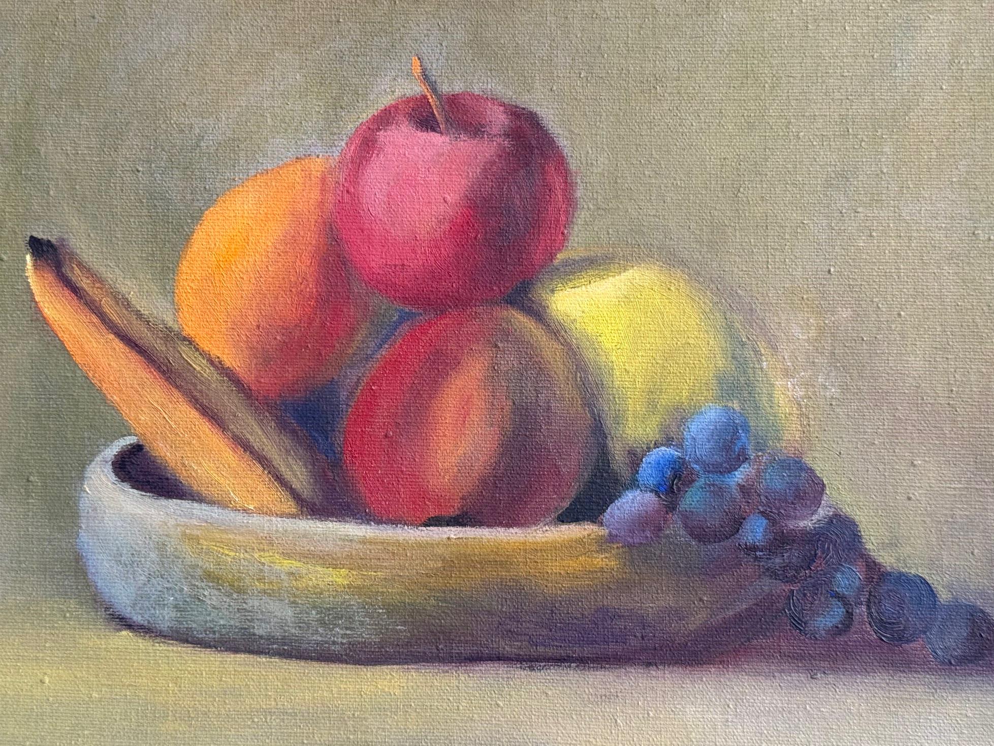 Dreamy Vintage Still Life Fruits Original Oil on Canvas Signed Rose De ...