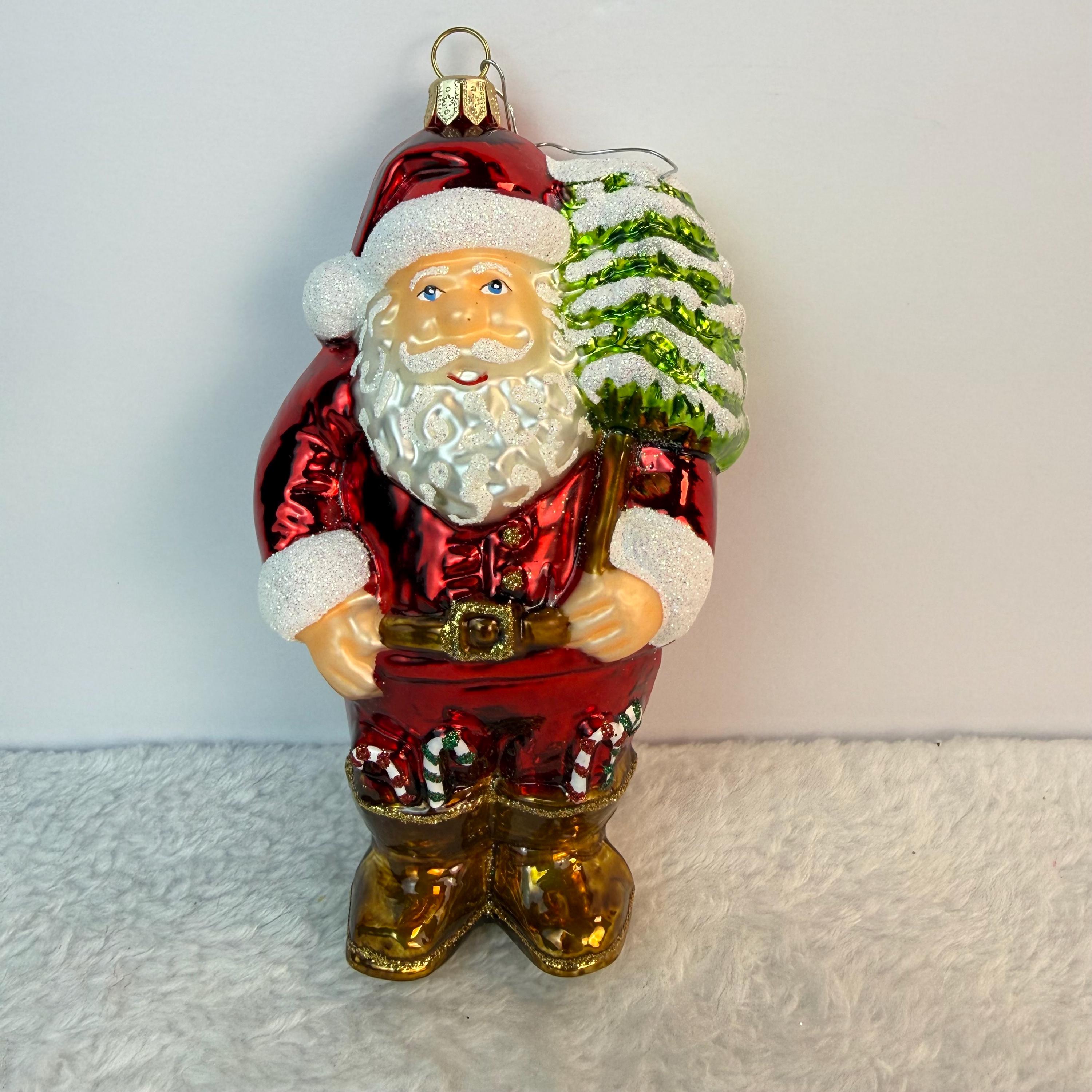 Max Glass Handmade in Poland Glass Santa Christmas Ornament