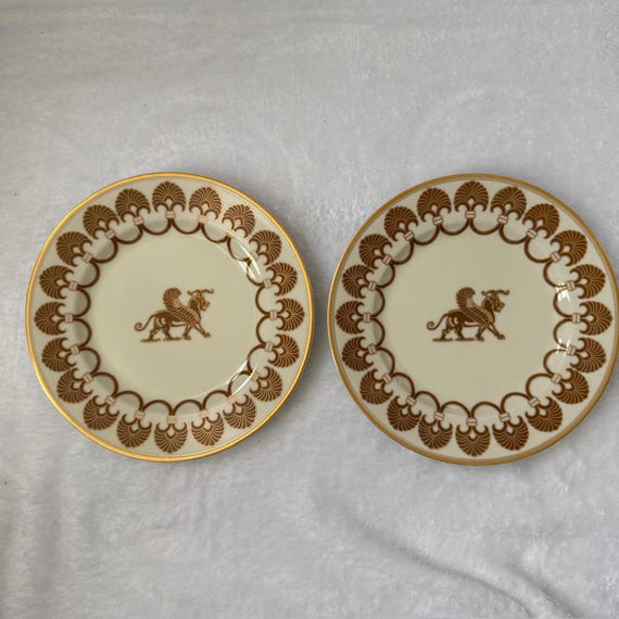 Vintage Fitz & Floyd Alexandria Salad Plates: Golden Griffin