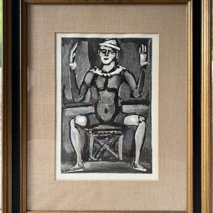 Georges Rouault Signed Woodcut Print Clown Assis 1932, Vintage art, French Artist