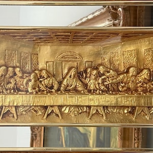3D Last Supper Framed Art Religious Wall Decor Mirror Panel Frame Christian Home Decor Jesus & Disciples Artwork Catholic Gift Easter