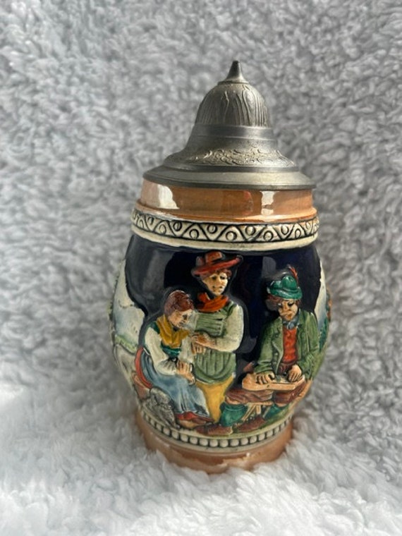 Vintage Eckhardt & Engler German Beer Stein, Pewter Lid, 1918-1949