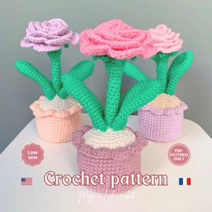 Patron Crochet PDF Rose au Crochet | Rose in a Pot Crochet Pattern | Crochet Flower | Handmade Gift Idea