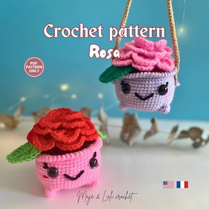 Rosa, la Jolie Rose Kawaii – Patron au crochet / Rosa, the Cute Flower Crochet Pattern / Amigurumi