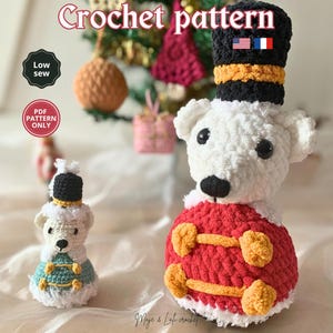 Cracker, the polar bear nutcracker (Crochet pattern / patron au crochet)