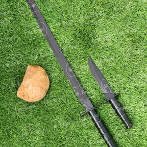 30 Inch Katana Sword with Free Hunting Knife & Sheath – Samurai Style Sword Set – Handmade Gift for Him&quot;