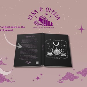 Friendship Journal, Witchy Friends Notebook, Magical Tea with Friends Diary, Crescent Moon and Stars Journal, Tea Lovers Gift For Friendship